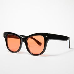 HELIX - Black Polished Frames / Orange Lens ŁEOIDE Retro Wayfarer Sunglasses For Streetwear, Modern Orange Wayfarer Sunglasses, Modern Orange Cat Eye Sunglasses With Mirrored Lenses, Modern Orange Polarized Sunglasses, Retro Orange Cat Eye Sunglasses, Orange Polarized Wayfarer Sunglasses, Orange Wayfarer Sunglasses With Polarized Lenses, Orange Cat Eye Sunglasses With Gradient Lenses, Orange Lens Sunglasses