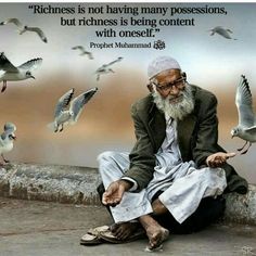 an old man sitting on the ground surrounded by seagulls with a quote above him