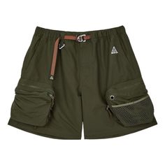 Men's Nike ACG Multiple Pockets Outdoor Cargo Loose Casual Straight Shorts Green DN3945-325 (Loose Fit) Nike Cargo Pants With Pockets For Outdoor Activities, Nike Utility Bottoms With Pockets, Green Hiking Shorts With Pockets, Green Outdoor Shorts With Patch Pockets, Outdoor Green Shorts With Patch Pockets, Outdoor Khaki Shorts With Patch Pockets, Summer Travel Pants With Pockets, Nike Green Bottoms For Outdoor, Nike Green Bottoms For Outdoor Activities