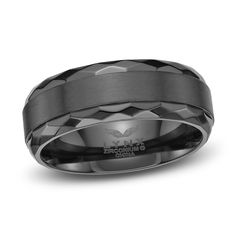 men's wedding band with black ceramic inlay