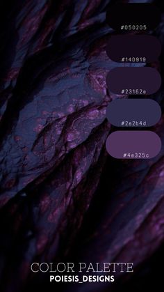 an image of some rocks with purple and black text on them that says color palette