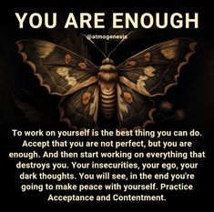 a butterfly with the words you are enough