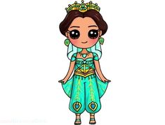 a cartoon character wearing a blue dress and tiara