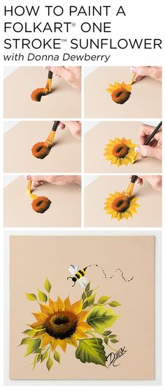 how to paint a sunflower with donna dewberry - step by step instructions for beginners