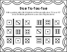 dice tic - tac - toe worksheet for children to practice their math skills