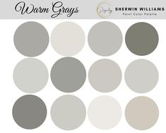 gray and white color palettes with the words warm grays in different colors on them