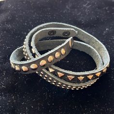 Almost Brand New. Works For Medium Plus Wrist. Snap Closure. Trendy Adjustable Black Wrap Bracelet, Edgy Silver Jewelry With Black Band, Black Bracelet Wristlet, Edgy Bracelet With Black Band As Gift, Edgy Black Band Bracelet For Gift, Edgy Adjustable Bangle Bracelet, Casual Adjustable Black Cuff Bracelet, Edgy Black Band Bracelet As Gift, Casual Black Adjustable Cuff Bracelet