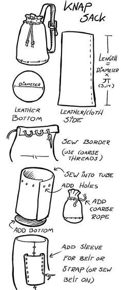 an instruction diagram for making a lamp sack with instructions on how to use the lamp pouch