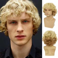 PRICES MAY VARY. Material: This blonde wigs is made of synthetic high-temperature resistance fiber, which looks very natural,realistic and soft to the touch,very close to the appearance of human hair. Packaged Included:1 wig+1 free wig cap.The wig internal is used with 100% breathable rose net,wig cap to help you wear wig and create a neat looking. Cap Structure: Medium cap size(22.5 inch), with two adjustable strap,fits most perpon's heads,easy to install and make it more comfortable to wear. S Blonde Wigs, Men's Wigs, Halloween Wigs, Afro Wigs, Wig Short, Natural Wigs, High Quality Wigs, Short Wavy, Wig With Bangs