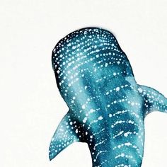 a painting of a blue whale with white dots on it's body