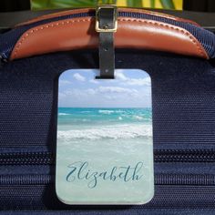 Ocean Beach Waves Add Your Name Luggage Tag Luggage Tag, Beach Waves, Luggage Tags, Tags