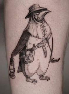 Laptop Tattoo Ideas, Haunting Tattoo, Creepy Animal Tattoos, Animals In Clothes Tattoo, Dark Animal Tattoos, Blackwork Animal Tattoo, Small Blackwork Tattoo, Dark Tattoo Ideas, Zombie Tattoo