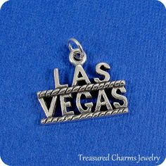 Las Vegas Charm - Sterling Silver Las Vegas Charm for Necklace or Bracelet Las Vegas Gift Ideas, Silver Symbolic Jewelry Souvenir, Las Vegas Themed Birthday Gifts, Vintage Charm Necklace With Lobster Clasp For Gift, Personalized Sterling Silver Charms For Collectors, Casino Theme Necklace, Las Vegas Sweatshirts, Nickel-free Silver Charms Souvenir, Nickel-free Silver Charms For Souvenir