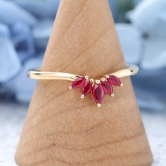 Marquise cut Ruby wedding band vintage Yellow gold Curved wedding band Unique Matching Stacking ring Bridal set Promise simple cluster band Gold Curved Wedding Band, Ruby Wedding Band, Wedding Band Vintage, Wedding Band Unique, Ruby Wedding, Vintage Rose Gold, Vintage Wedding Band, Ruby Engagement Ring, Curved Wedding Band