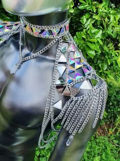 Mirror Crystal, Festival Outfits Men, Shoulder Piece, Rave Fits, Catty Noir, Queer Fashion, Festival Costumes, Rave Outfit