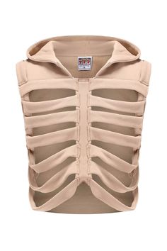 Introducing the 777ERRORS Ribs Skeleton Hoodie Vest, the epitome of gothcore style and alternative fashion. Elevate your wardrobe with this unique and captivating piece that's perfect for expressing your individuality. Made from high-quality cotton material, this beige-colored hoodie vest not only offers comfort but also an edgy aesthetic that's bound to turn heads. Unisize - Chest: 62-95 cm (24.4-37.4 inches); Length: 43 cm (16.9 inches); Unique Gothcore Design: The standout feature of this hoodie vest is the intricate skeleton rib cage design on the front. Embrace your dark side and make a bold statement with this captivating visual. Versatile Aesthetic: Whether you're into gothcore, alternative fashion, visual kei aesthetics, or dark fashion, this hoodie vest is a versatile addition to Skull Vest, Ripped Hoodie, Vest Hoodie, Top Streetwear Brands, Women Vest, Skeleton Costume, Party Costumes, Diy Vetement, Hoodie Vest