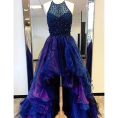 Blue Party Dress With Long Train, Blue Long Train Prom Dresses, Blue Prom Dress With Long Train, Purple Party Dresses With Long Train, Purple Dresses With Long Train For Party, Fitted Purple Dress With Long Train, Purple Fitted Dress With Long Train, Blue Long Dress For Prom Season, Prom Dresses Halter