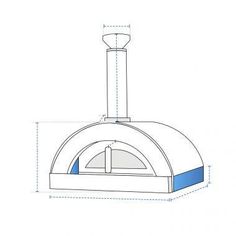 an oven with measurements for the top and bottom