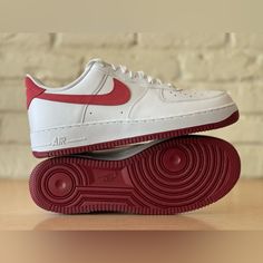 Nike Air Force 1 07 Af1 White Red Women’s Size 11.5/Men 10 Shoes Fq7626-100 New Red Low-top Sneakers With Gum Sole, Red Nike Air Force 1 For Streetwear, Red Custom Sneakers With Gum Sole, Red Basketball Shoes With Gum Sole For Sports, Nike Air Force 1 Low-top With Gum Sole, Nike Air Force 1 In University Red For Streetwear, Nike Air Force 1 With Red Sole Lace-up, Nike Air Force 1 Lace-up With Red Sole, Red Basketball Shoes With Gum Sole And Round Toe