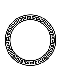 a black and white circular frame with greek ornames