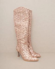 Glittery Knee-High Sequin Boots Sparkly Boots, Sequin Boots, Zipper Heels, Trending Boots, Y2k Pink, The Jewel, Swimwear Outfit, Bottom Clothes, Black Rose