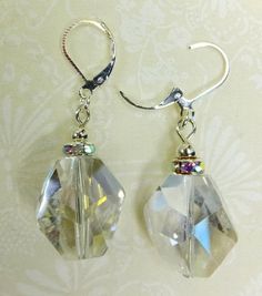 Crystals For Sale, Large Crystal, Beaded Dangle Earrings, Large Crystals, Beaded Dangles, Cut Glass, Crystal Jewelry, Swarovski Crystal, Crystal Beads