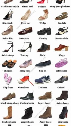 #shoes #shoeshighheels #shoesaddict Footwear Types For Women, Types Of Heels Chart, Different Types Of Shoes For Women, Different Shoes Types, Clothing Names, Shoes Types, Name Brand Shoes, Types Of Shoes For Women, Shoe Types