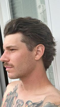 Blue Collar Hairstyles, Mid Part Low Taper, Man Mullet Straight Hair, Men S Haircut Medium Length, Quiff Mullet, Modern Mullet For Men With Straight Hair, Pushed Back Long Hair Men, Mens Hairstyles Long On Top, Messy Straight Hair Men