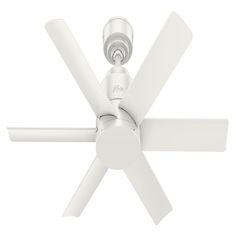 a white ceiling fan with four blades