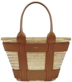 Luxury Woven Leather Straw Bag For Travel, Designer Natural Woven Straw Bag, Designer Natural Straw Bag For Daily Use, Designer Woven Straw Bag For Travel, Designer Woven Straw Travel Bag, Designer Straw Bag With Bamboo Handle For Travel, Designer Natural Straw Bag For Travel, Designer Natural Straw Bag With Bamboo Handle, Designer Natural Color Basket Straw Bag