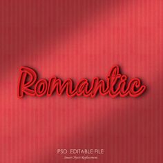 the word romantic is cut into red paper