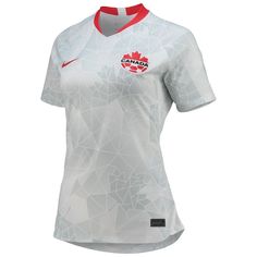 You're a proud fan of the Canada Women's National Team, and this Replica jersey is a stylish way to show your devotion. This jersey is designed with mostly sustainable materials, which is a part of Nike's Move to Zero journey to reduce waste. The Dri-FIT technology wicks away moisture to keep you comfortable and confident. Raglan sleeves Jersey Color Style: Away Dri-FIT technology wicks away moisture Officially licensed Material: 100% Polyester Short sleeve Brand: Nike Embroidered fabric appliqu White Tops With Team Logo For Fan Events, White Sports Team Tops For Fan Events, White Tops With Team Name For Fan Events, College Soccer, Team Canada, Nike Jersey, Mlb Teams, Team Jersey, Nike White