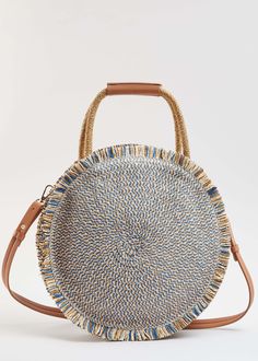 The Season in the Sun Bag is a woven, circular tote that is sure to add some flare to your favorite outfit! Blue like the sea & light as the summer breeze, this tote will keep you getaway-ready all season long! Seasons In The Sun, Summer Blues, Balenciaga Handbags, Summer Handbags, Straw Handbags, Favorite Handbags, Bag Summer, Summer Bag, Bags Aesthetic