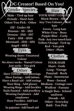 a black and white poster with the names of different types of hair dyes on it