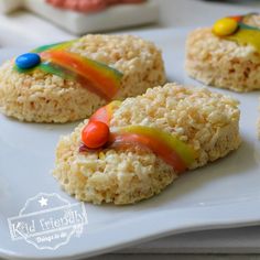 rice krispy kreme treats on a white plate