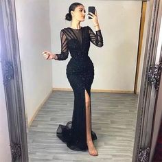 Arabic Evening Dress, Black Sequin Prom Dress, Dress For Women Party, Beaded Evening Gowns, Dress Luxury, Ankara Dresses, Black Mermaid, Sequin Prom Dress, Haute Couture Dresses