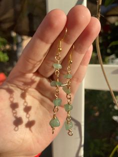 Green Aventurine Crystal Earrings | Healing Crystal Earrings | Symbolizes Opportunity | For Prosperity and Wealth Green Aventurine Jewelry, Aventurine Jewelry, Green Aventurine Crystal, Handmade Crystal Jewelry, Bijoux Fil Aluminium, Indie Jewelry, Aventurine Crystal, Green Earrings, Etsy Earrings Dangle