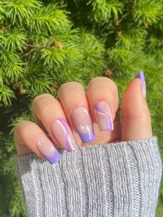 Custom Pastel Purple French Tip Swirl Press on Nails l Free Etsy Purple French Tip, Nail Purple, Nails Coquette, Purple French, Swirl Nails, Nails Dark, Purple Tips, Ten Nails, Franklin Bbq