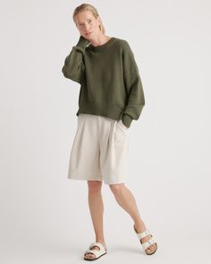 The boyfriend crew has an oversized, cropped silhouette, with ribbed detail on cuffs and hem. It's made from 100% organic cotton for a soft, slouchy vibe. It has a versatile look, ready to be worn under your favorite coat but chic enough to wear standalone—or even dress up for brunch. Cropped Cotton Sweater In Relaxed Fit, Relaxed Fit Cropped Cotton Sweater, Cropped Cotton Sweater With Relaxed Fit, Relaxed Fit Cropped Sweater For Spring, Spring Solid Cropped Sweater With Relaxed Fit, Cotton Drop Shoulder Cropped Sweater For Fall, Fall Cotton Cropped Sweater With Drop Shoulder, Cotton Cropped Sweater With Drop Shoulder For Fall, Drop Shoulder Cotton Cropped Sweater For Fall