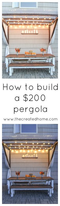 an outdoor pergola with the words how to build a pergola on it