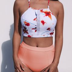 Pink Floral Printed Tank High Waist Bikini Set 82%Polyamide+18%Elastane Apart From Others On The Beach In This Floral Printed Tank High Waist Bikini Set This Bikini Swimwear Is Of Fine Quality With Elastic And Cozy Materials Made The Floral Print And Hue Makes It Fresh And Graceful Perfect For Any Water Programs And Pool Parties Sm(4-6) Med(8-10) Lg(12-14) Xl(16-18) Lc433540-10 White Stretch Halter Neck Tankini, White Triangle Top For Pool, White Fitted Tankini For Poolside, Fitted White Tankini For Poolside, White Printed Halter Neck Swimwear, White Halter Neck Tankini For Swimming, White Fitted Tankini For Beach Season, White Floral Print Tankini For Spring, Fitted White Tankini