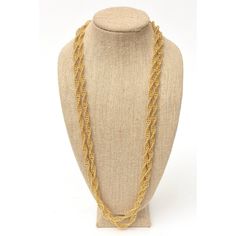 This is part of Chairish’s Costume Jewelry assortment.  This fabulous long 1960's spiral chain wrap necklace is all gold plated and very rich looking. It can be worn so many different ways as a choker wrapped many times over or doubled or tripled on ones neck. It can be dressed up or down. The links are finely woven and are in spiral pattern. Perfect for any season or wardrobe.  It is 33.5" L/W when opened. Doubled up it is 16.5"  It is elegant and versatile and tres chic. It is light on the nec Gold Double Strand Chain Necklace With Beads, Double Strand Gold Chain Necklace With Beads, Gold Multi-strand Costume Jewelry Necklace, Elegant Spiral Necklaces For Jewelry Making, Elegant Gold Beaded Necklaces Wire Wrapped, Elegant Gold Beaded Necklace With Wire Wrapped Detail, Elegant Gold Wire Wrapped Beaded Necklace, Gold Multi-strand Chain Necklace, Multi-strand Yellow Gold Jewelry For Party