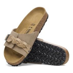 Oita Braided Suede Leather Taupe | BIRKENSTOCK Birkenstock Styles, Leather Slippers For Men, Hair Jewels, Birkenstock Women, Going Places, Soul Mate, Leather Slippers, Birkenstock Shoes, Stylish Shoes