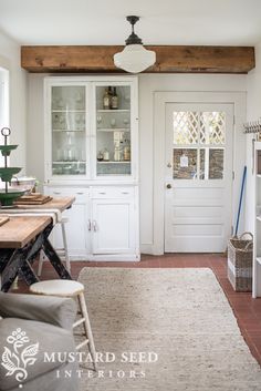 the kitchen is clean and ready to be used as a dining room or living room