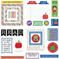 the back to school printables are displayed in various colors and designs, including an apple