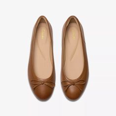 Womens Fawna Lily Tan Leather Ballerina Shoe | Clarks US Elegant Brown Ballet Flats For Office, Chic Brown Ballet Flats With Removable Insole, Chic Slip-on Ballet Flats With Leather Lining, Elegant Brown Ballet Flats With Removable Insole, Classic Fitted Ballet Flats With Leather Sole, Chic Leather-lined Slip-on Ballet Flats, Classic Brown Ballet Flats, Classic Formal Ballet Flats With Textured Sole, Classic Leather Ballet Flats With Textured Sole