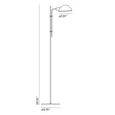 the floor lamp is shown with measurements