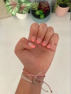 Back To School Nails French Tip, Round Acrylic Nails Summer, Preppy Nails Simple, French Tips Summer Nails, Easy Gel X Nails, Hoco Nails Short, French Tip Nails With Color, French Nails Colorful, French Tip Color Nails