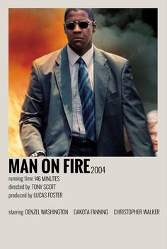 a man on fire movie poster with sunglasses