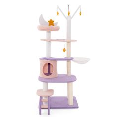 a cat tree with two cats on top